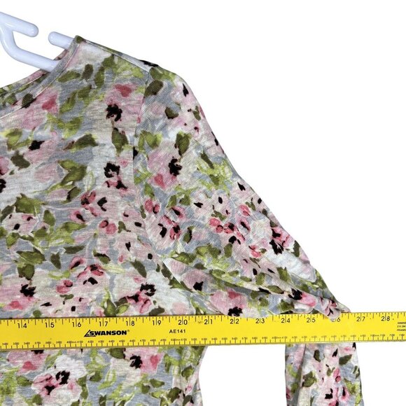 J Jill Love Linen Womens S 100% Linen Drop Waist Keyhole Tunic Top Bloomcore - Picture 10 of 16